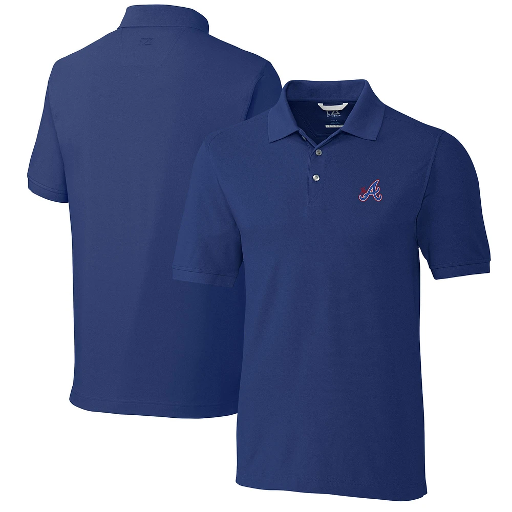 Men's Cutter & Buck Blue Atlanta Braves City Connect Advantage Tri-Blend Pique Polo