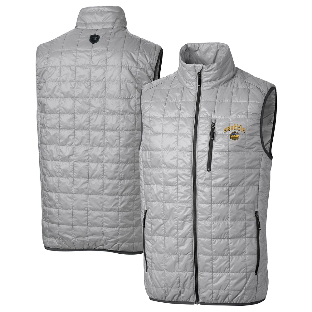 Men's Cutter & Buck Gray Seattle Mariners City Connect Rainier PrimaLoft Eco Insulated Full-Zip Puffer Vest