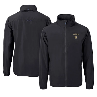 Men's Cutter & Buck Black Texas Rangers City Connect Charter Eco Recycled Full-Zip Jacket