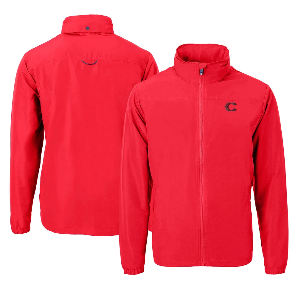 Men's Cutter & Buck Cincinnati Reds City Connect Charter Eco Recycled Full-Zip Jacket