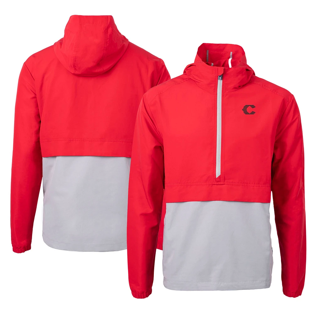 Men's Cutter & Buck / Cincinnati Reds City Connect Charter Eco Recycled Half-Zip Anorak Jacket