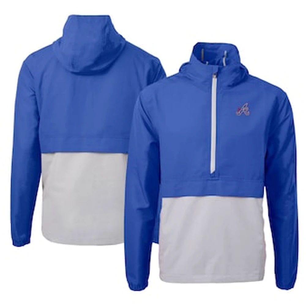 Men's Cutter & Buck Gray Atlanta Braves City Connect Charter Eco Recycled Half-Zip Anorak Jacket