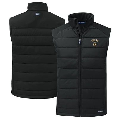 Men's Cutter & Buck Black Texas Rangers City Connect Evoke Hybrid Eco Softshell Recycled Full-Zip Vest