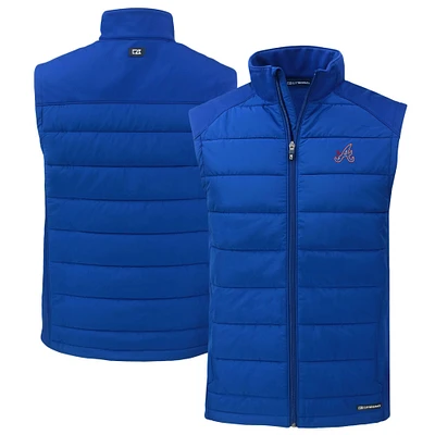 Men's Cutter & Buck Blue Atlanta Braves City Connect Evoke Hybrid Eco Softshell Recycled Full-Zip Vest