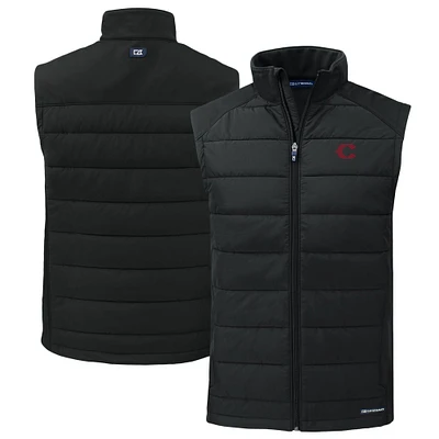 Men's Cutter & Buck Black Cincinnati Reds City Connect Evoke Hybrid Eco Softshell Recycled Full-Zip Vest