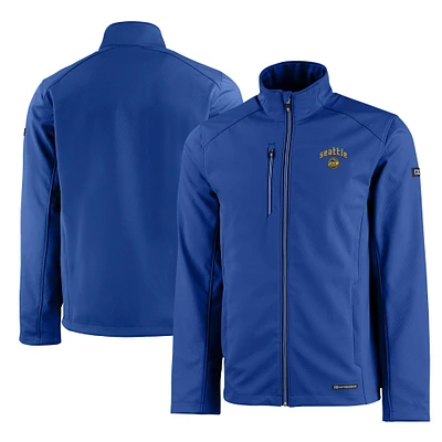 Men's Cutter & Buck Blue Seattle Mariners City Connect Evoke Eco Softshell Recycled Full-Zip Jacket