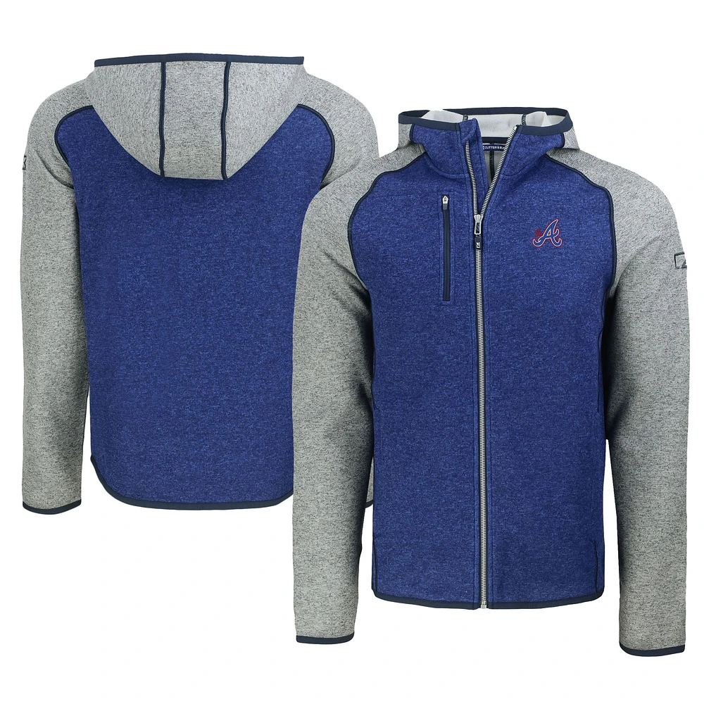 Men's Cutter & Buck Heather Blue/Heather Gray Atlanta Braves City Connect Mainsail Full-Zip Hoodie