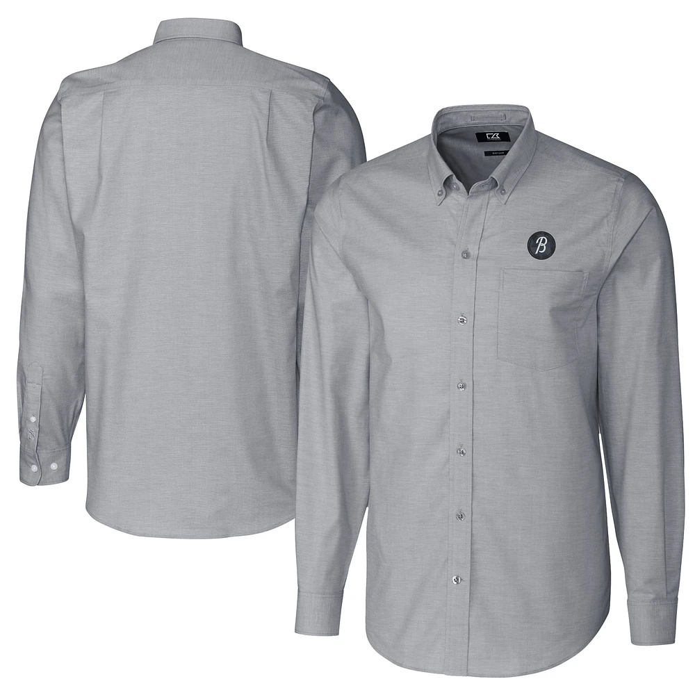 Men's Cutter & Buck Charcoal Baltimore Orioles City Connect Oxford Stretch Long Sleeve Button-Down Dress Shirt