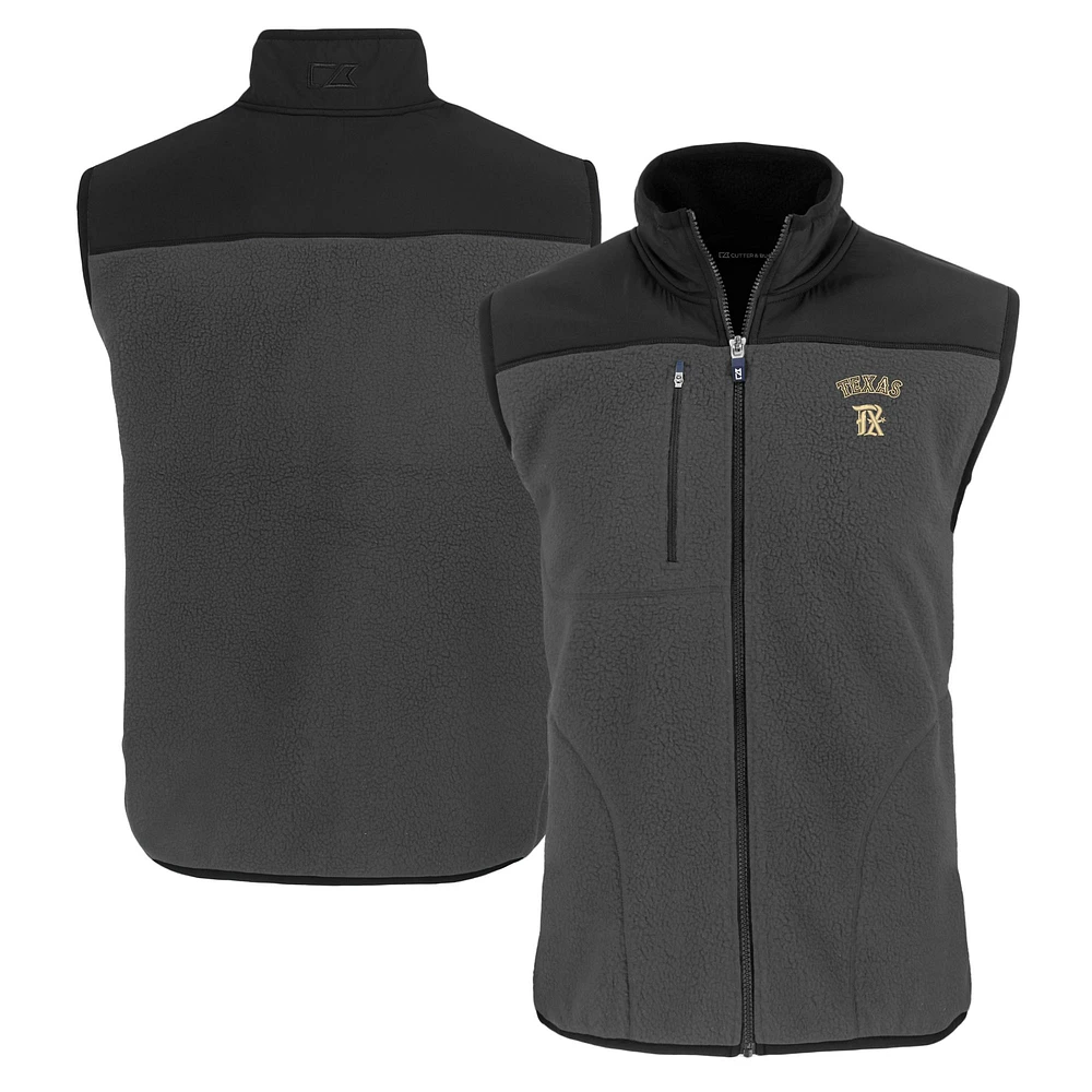 Men's Cutter & Buck Gray Texas Rangers City Connect Cascade Eco Sherpa Fleece Full-Zip Vest