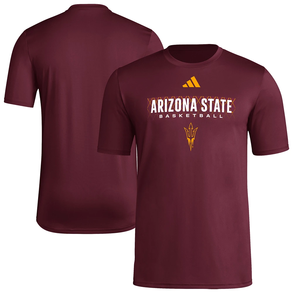 Men's adidas Maroon Arizona State Sun Devils Locker On-Court The Fade Pregame AEROREADY T-Shirt