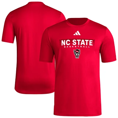 Men's adidas Red NC State Wolfpack Locker On-Court The Fade Pregame AEROREADY T-Shirt