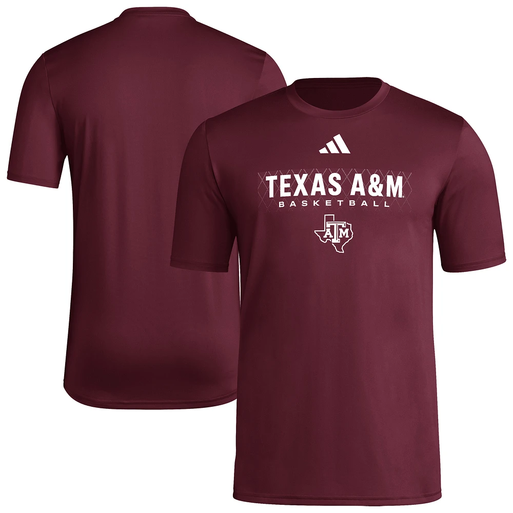 Men's adidas Maroon Texas A&M Aggies Locker On-Court The Fade Pregame AEROREADY T-Shirt