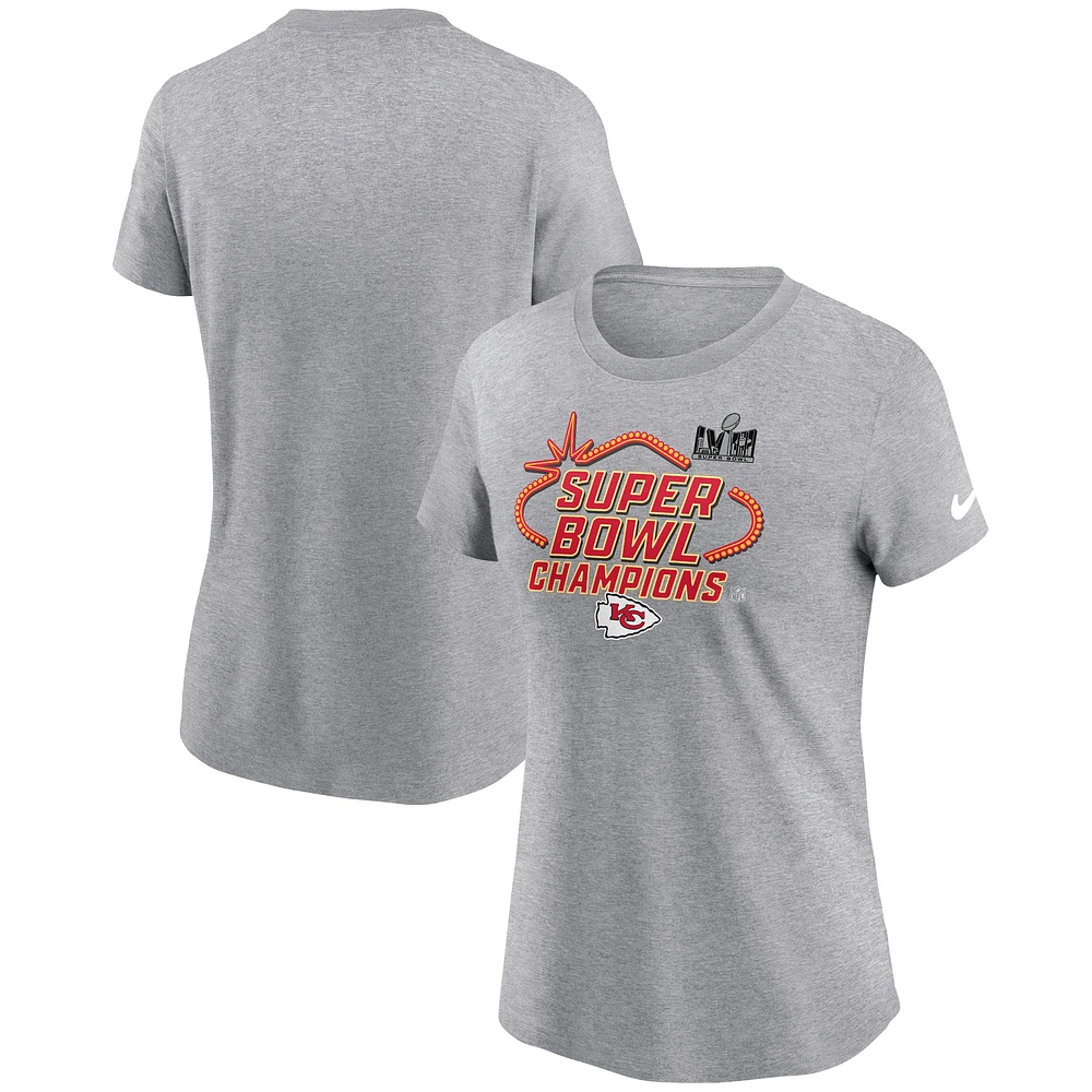 Women's Nike Heather Gray Kansas City Chiefs Super Bowl LVIII Champions Locker Room Trophy Collection T-Shirt