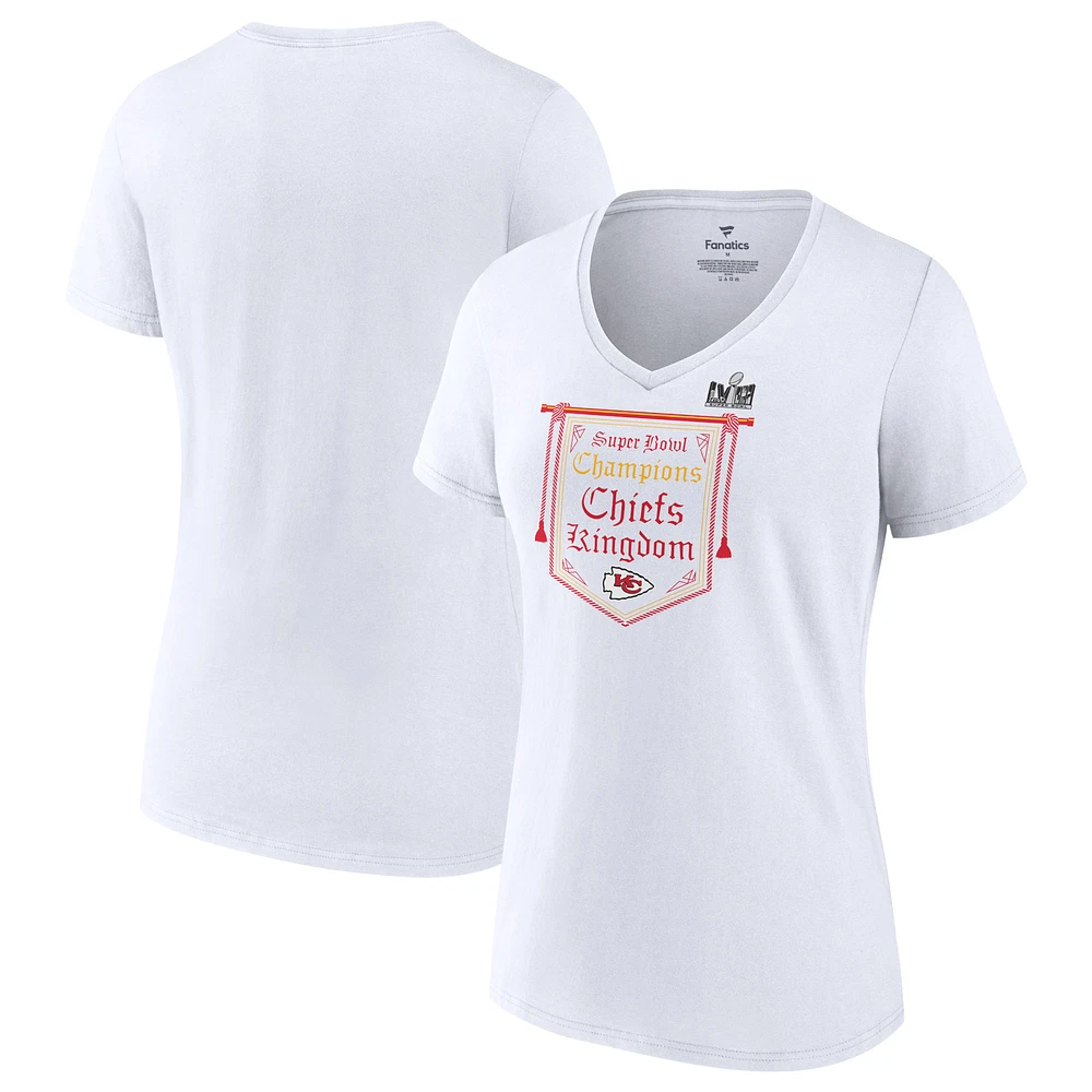 Women's White Kansas City Chiefs Super Bowl LVIII Champions On Top V-Neck T-Shirt