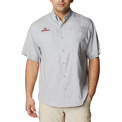 Men's Columbia Gray Georgia Bulldogs PFG Tamiami Omni-Shade Button-Down Shirt