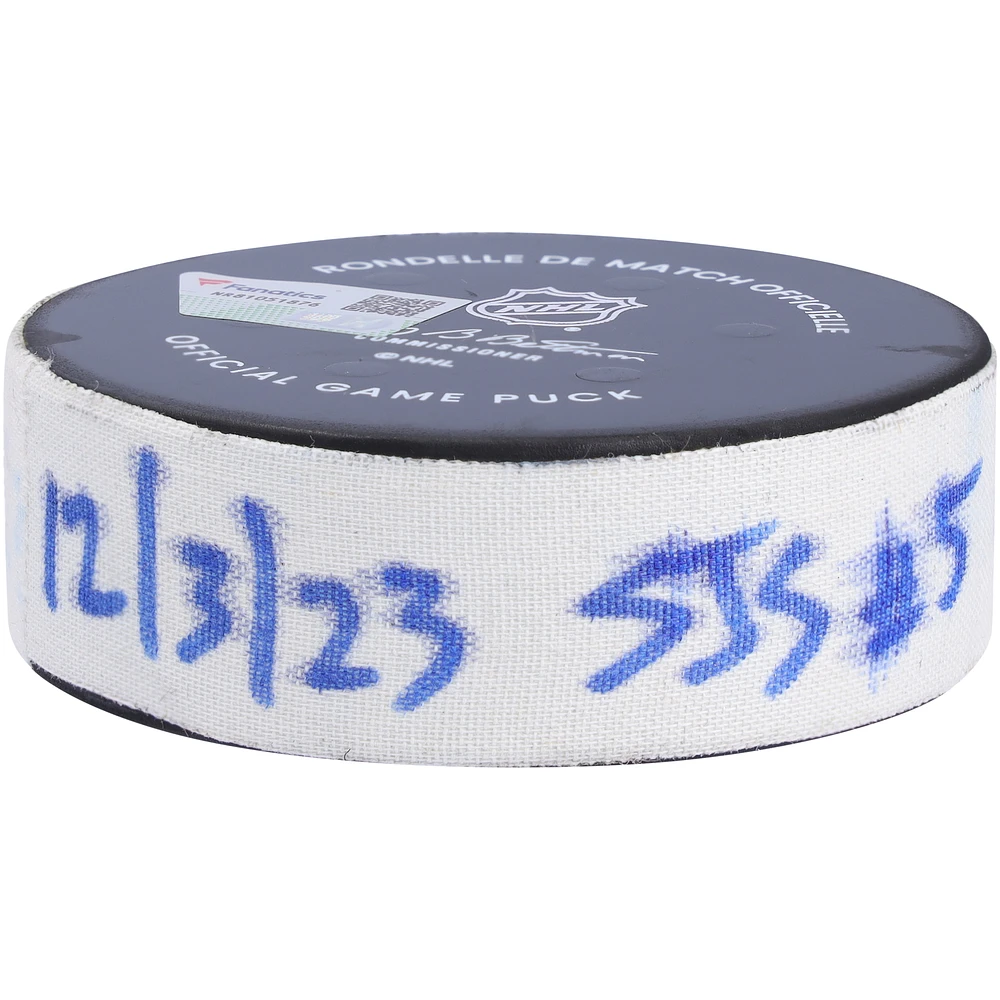 Alexander Barabanov San Jose Sharks Game-Used Goal Puck From December 3, 2023 vs. New York Rangers