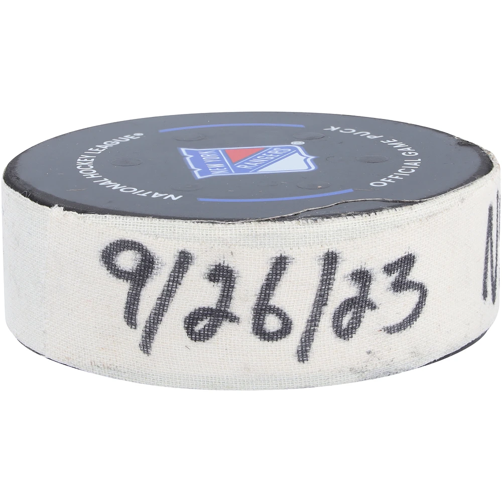 Tyler Pitlick New York Rangers Game-Used Goal Puck vs. New York Islanders on September 26, 2023