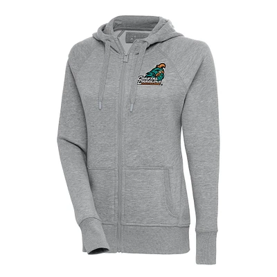 Women's Antigua Heather Gray Coastal Carolina Chanticleers Victory Full-Zip Hoodie