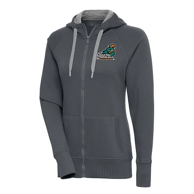 Women's Antigua Charcoal Coastal Carolina Chanticleers Victory Full-Zip Hoodie