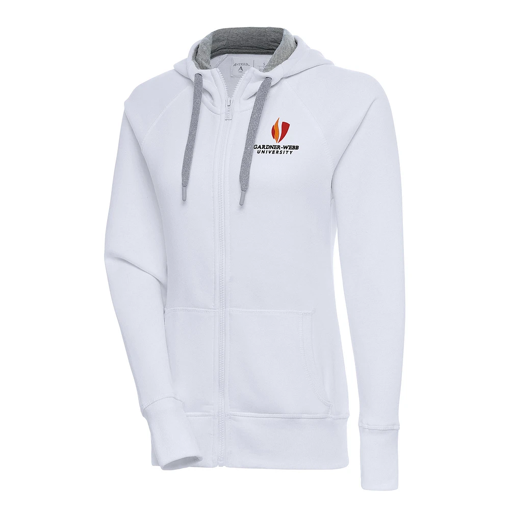 Women's Antigua White Gardner-Webb Bulldogs Victory Full-Zip Hoodie