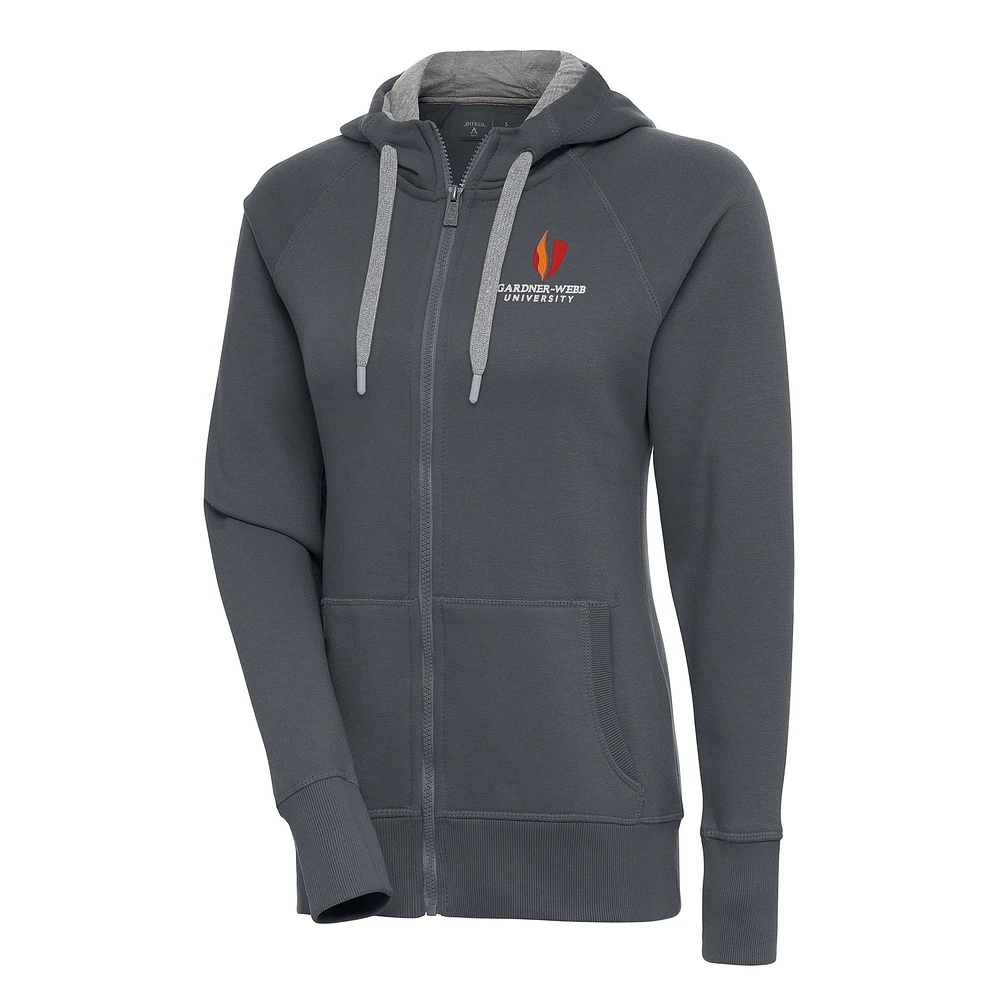 Women's Antigua Charcoal Gardner-Webb Bulldogs Victory Full-Zip Hoodie