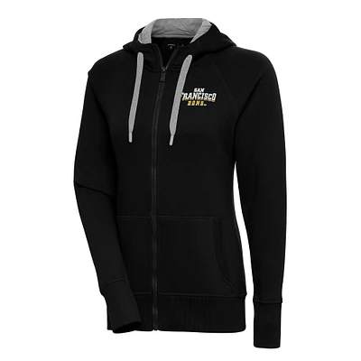 Women's Antigua Black San Francisco Dons Victory Full-Zip Hoodie