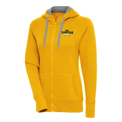 Women's Antigua Gold San Francisco Dons Victory Full-Zip Hoodie