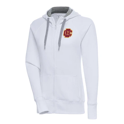 Women's Antigua White Bethune-Cookman Wildcats Victory Full-Zip Hoodie