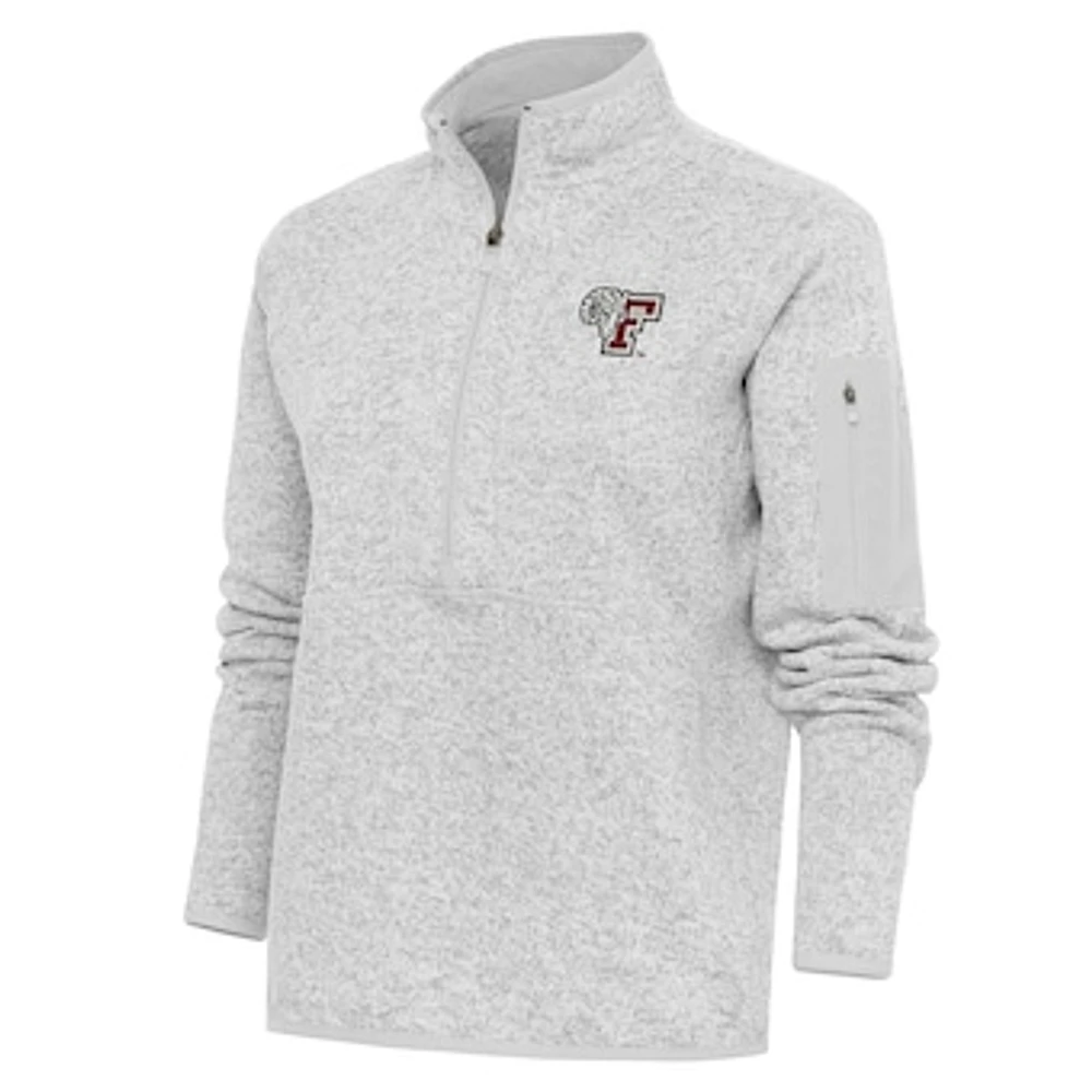 Women's Antigua Heather Gray Fordham Rams Fortune Half-Zip Pullover Top