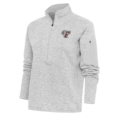 Women's Antigua Heather Gray Fordham Rams Fortune Half-Zip Pullover Top