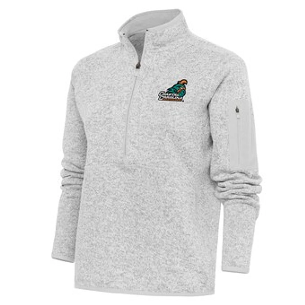 Women's Antigua Heather Gray Coastal Carolina Chanticleers Fortune Half-Zip Pullover Top