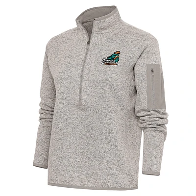 Women's Antigua Oatmeal Coastal Carolina Chanticleers Fortune Half-Zip Pullover Top