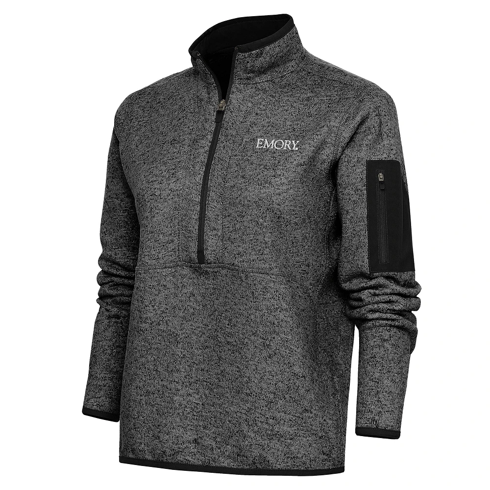 Women's Antigua Heather Emory Eagles Fortune Half-Zip Pullover Top