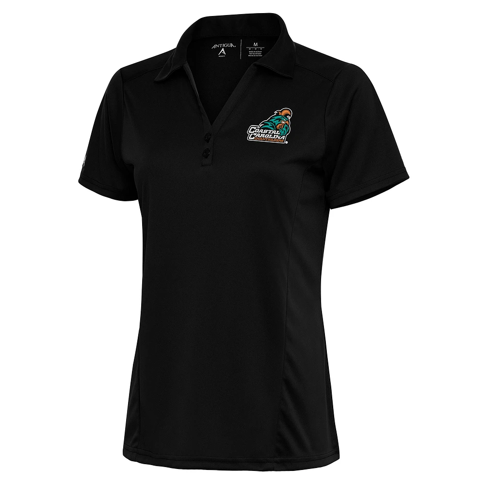 Women's Antigua Black Coastal Carolina Chanticleers Tribute Polo