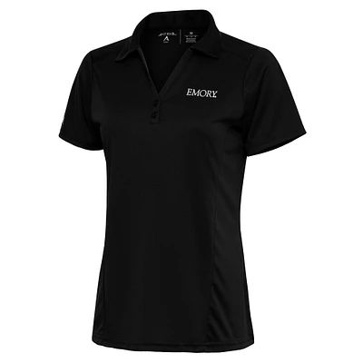 Women's Antigua Black Emory Eagles Tribute Polo