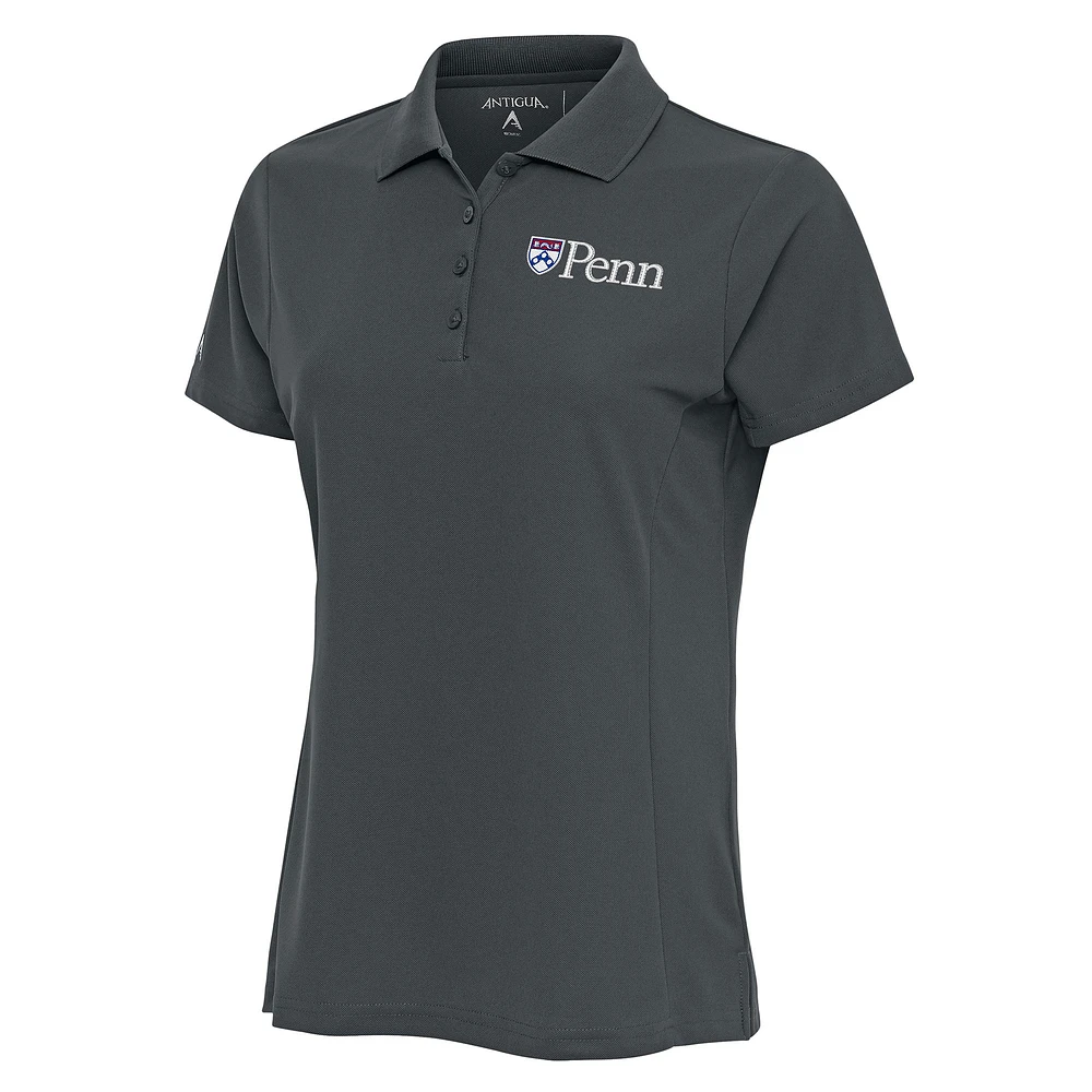 Women's Antigua Pewter Pennsylvania Quakers Legacy Pique Polo