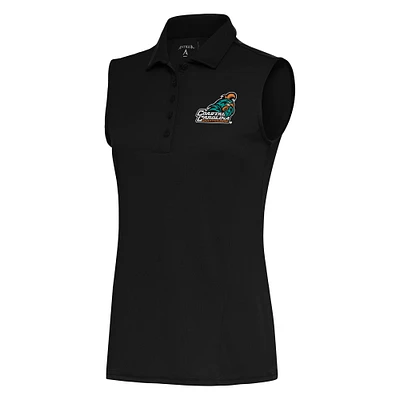 Women's Antigua Black Coastal Carolina Chanticleers Tribute Sleeveless Polo