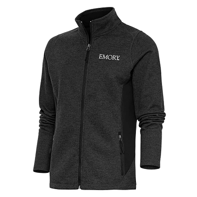 Women's Antigua Heather Black Emory Eagles Course Full-Zip Jacket