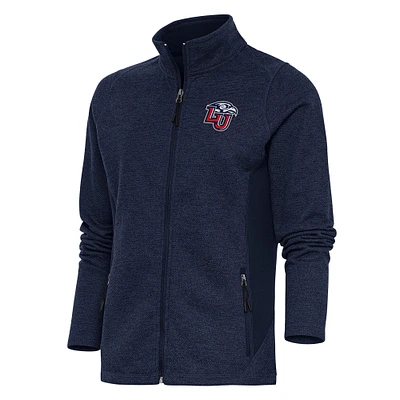 Women's Antigua Heather Navy Liberty Flames Course Full-Zip Jacket