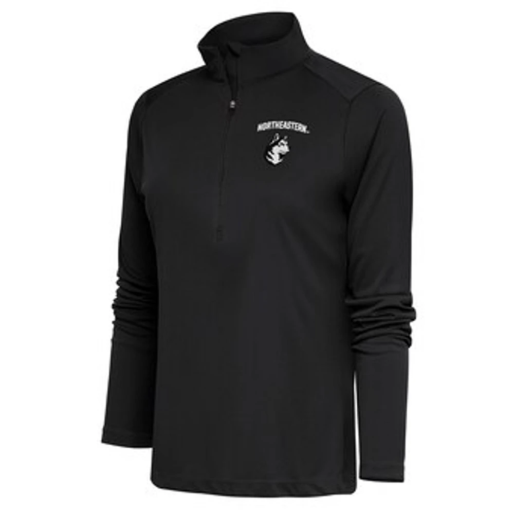 Women's Antigua Charcoal Northeastern Huskies Tribute Half-Zip Pullover Top