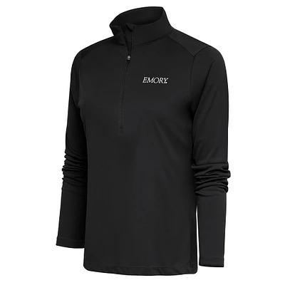 Women's Antigua Charcoal Emory Eagles Tribute Half-Zip Pullover Top