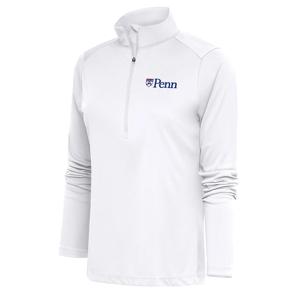 Women's Antigua White Pennsylvania Quakers Tribute Half-Zip Pullover Top