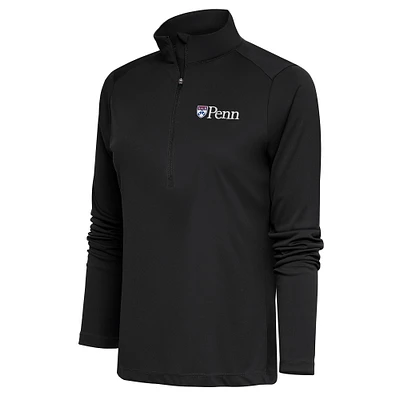Women's Antigua Charcoal Pennsylvania Quakers Tribute Half-Zip Pullover Top