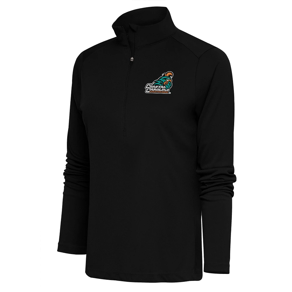 Women's Antigua Black Coastal Carolina Chanticleers Tribute Half-Zip Pullover Top