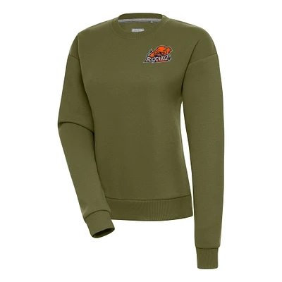 Women's Antigua Olive Bucknell Bison Victory Crewneck Pullover Sweatshirt