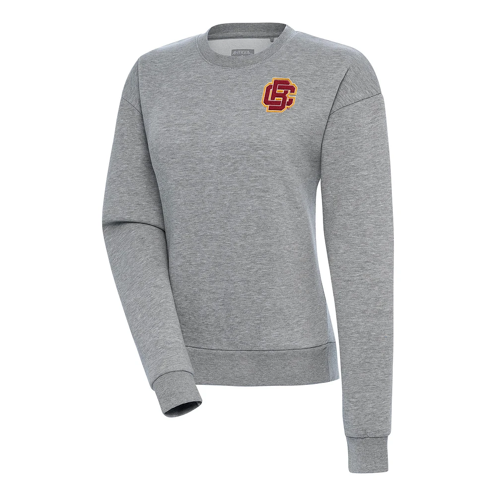 Women's Antigua Heather Gray Bethune-Cookman Wildcats Victory Crewneck Pullover Sweatshirt