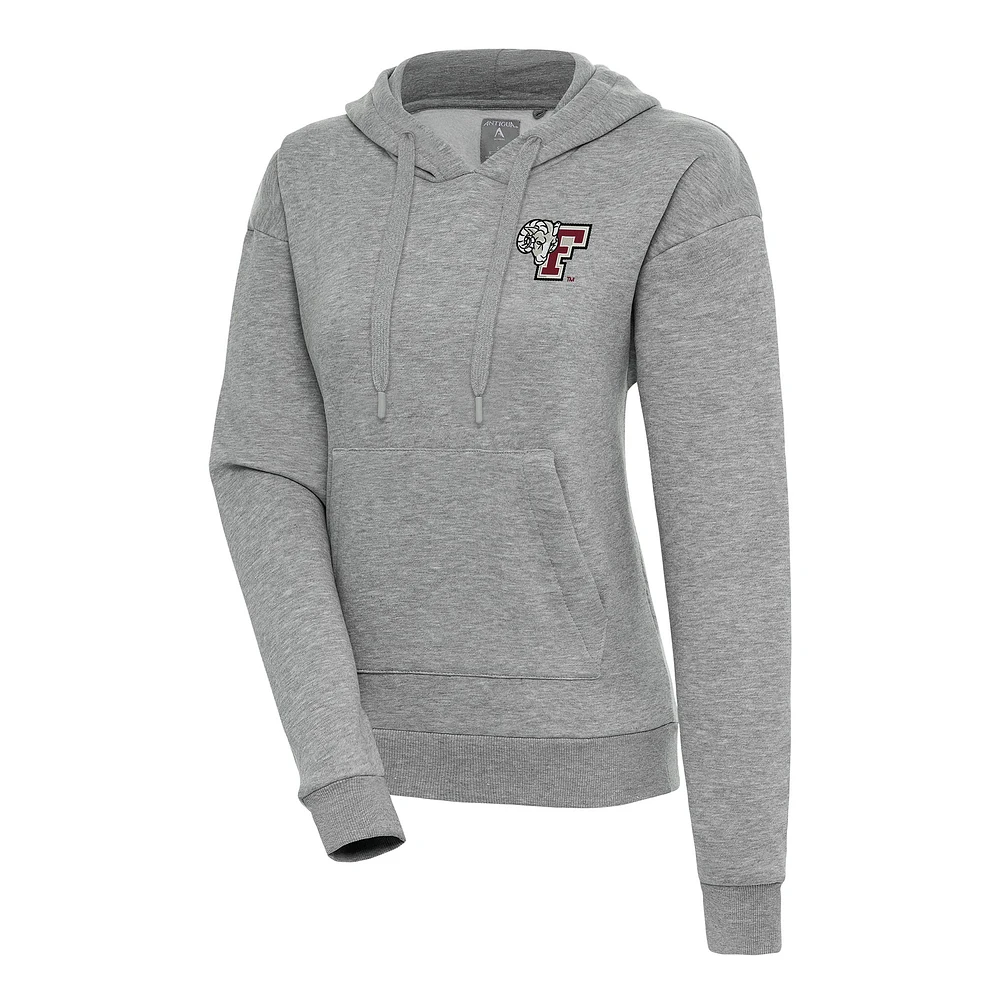Women's Antigua Heather Gray Fordham Rams Victory Pullover Hoodie