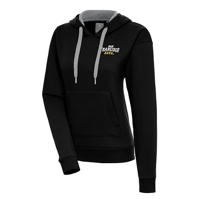 Women's Antigua Black San Francisco Dons Victory Pullover Hoodie