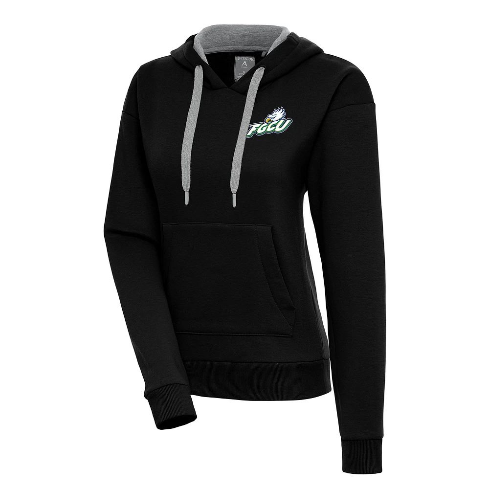 Women's Antigua Black Florida Gulf Coast Eagles Victory Pullover Hoodie