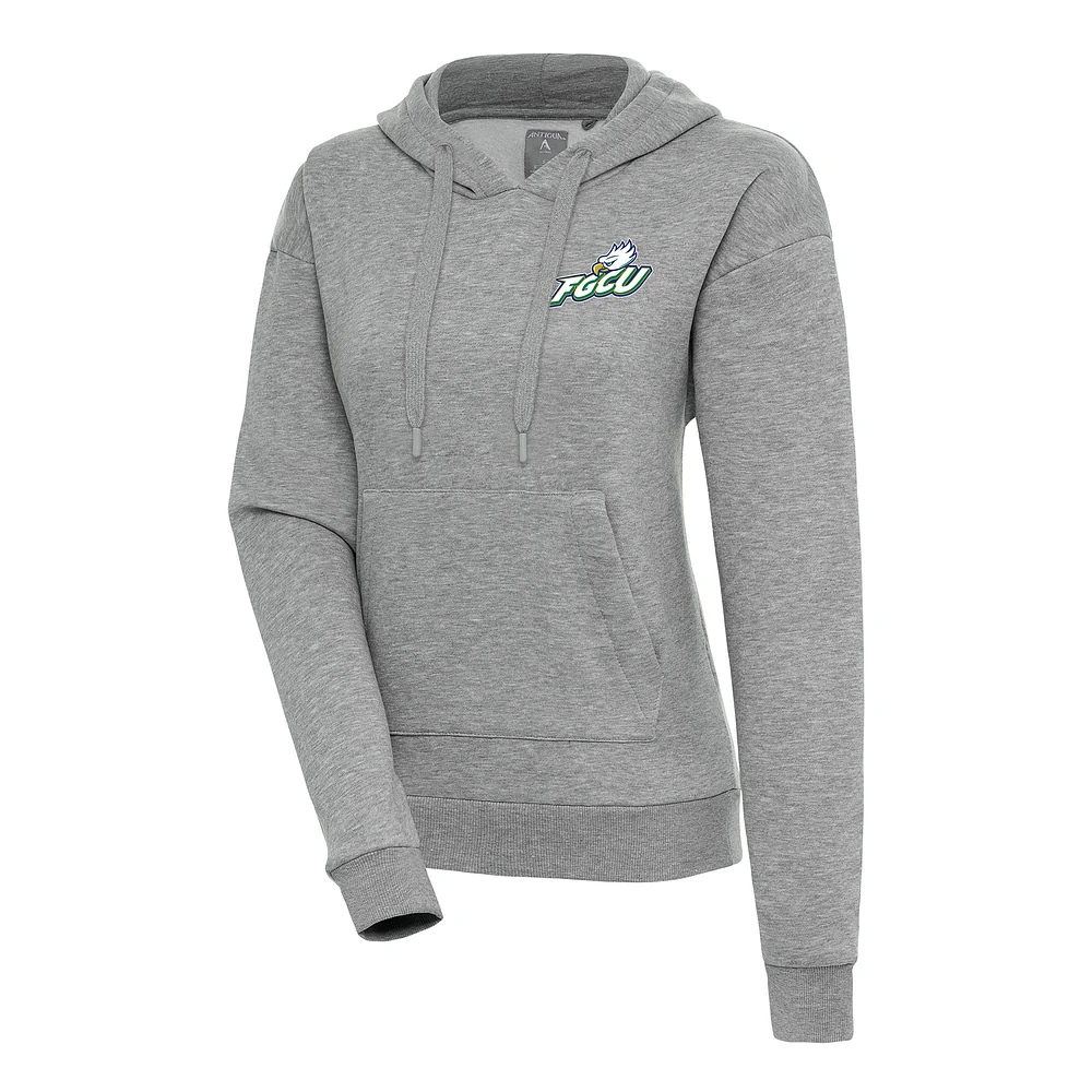 Women's Antigua Heather Gray Florida Gulf Coast Eagles Victory Pullover Hoodie